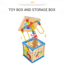 Wooden Bead Maze Shape Sorter Activity Cube Baby Learning Toy 15x15x15cm