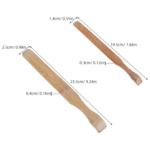2Pcs Bamboo Paddle Pottery Tools Khaki for Clay Compression & Trimming 1