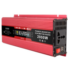 2000W Car Power Inverter 12V to 110V/220V with Dual AC Outlets, USB Fast Charging and LCD Display