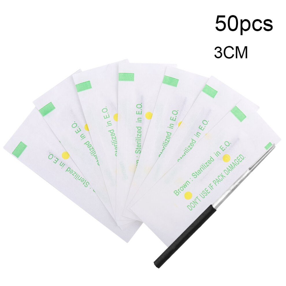 Stainless Steel Microblading Needles50Pieces Disposable Permanent Makeup Blades Gamma Ray Sterilized High Toughness Less Vibration Tools