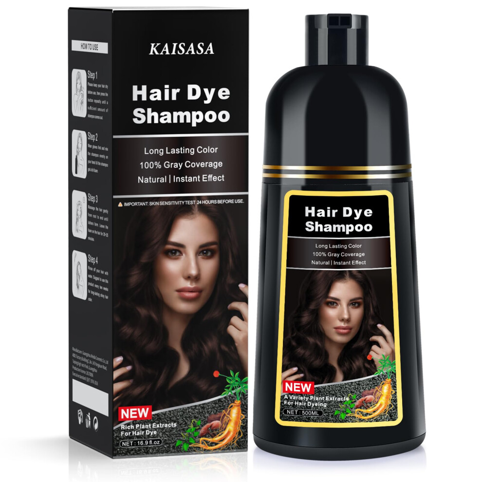 Belezalib Dark/Brown/Gray Hair Dye Shampoo, Hair Color Shampoo 3 In 1, Semi-Permanent Hair Coverage For Woman & Man, Mild Formula, Lasts 30 Days (500Ml)