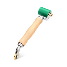 Dual Head Seam Roller with Heat Resistant Silicone and Wood Handle for Roofing and Flooring