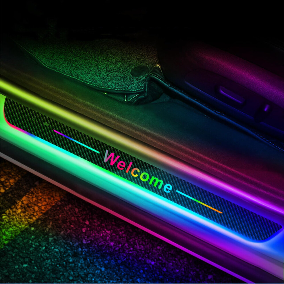 Custom Led Door Sill Plates With 7Color Lighting, Wireless Autosensing, Carbon Fiber Texture 9092120391558