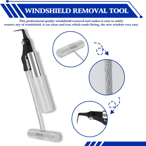 Professional Windshield Removal Tool with Flexible Cable Handle and NonSlip Ergonomic Grip 2