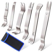 6pcs Metal Car Trim Removal Tool Kit with Ergonomic AntiSlip Grip for Vehicle Door Panels Silver