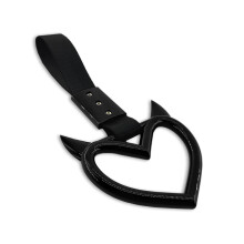 2PCS Heart Shaped Car Handle Straps with Decorative Drift Charm for Passenger Safety – Black