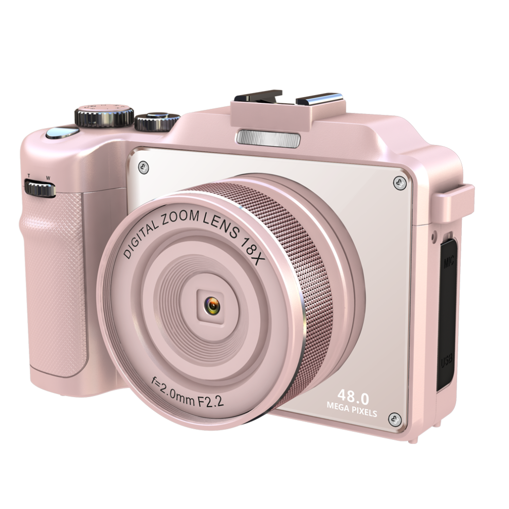 Digital Camera 4K/48Mp/18X Digital Zoom/Anti-Shake/Autofocus/Dual Camera Pink 7314280353552