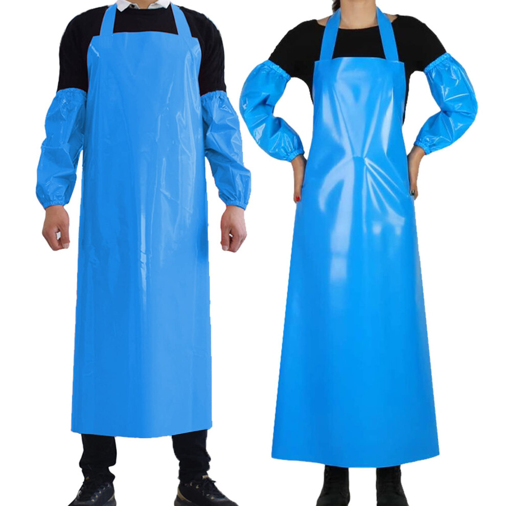 2 Pack Waterproof Chemical Resistant Apron With Sleeves For Dishwashing Butchering And Lab Work 9113335733602