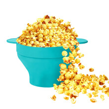 Microwave Popcorn Popper Silicone Popcorn Maker Collapsible Oil Bowl for Healthy Snacks Light Green