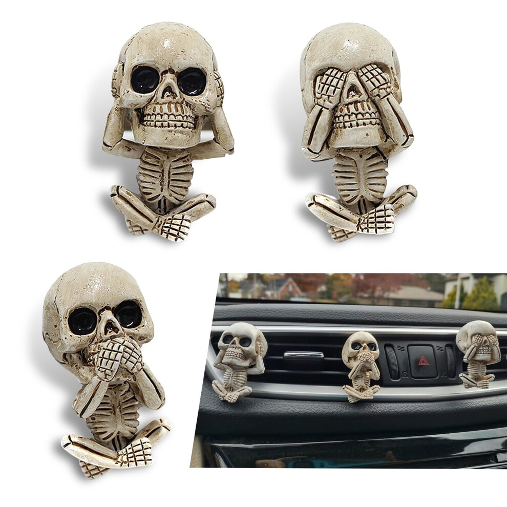 3Pcs Halloween Skull Car Air Vent Clip Air Freshener, Durable Resin Universal Interior Decoration 9455672883412