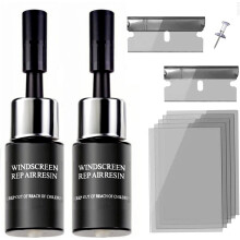 Windshield Kit with Nano Resin Clarity for Quick Chip and Crack Fix, Transparent Fluid