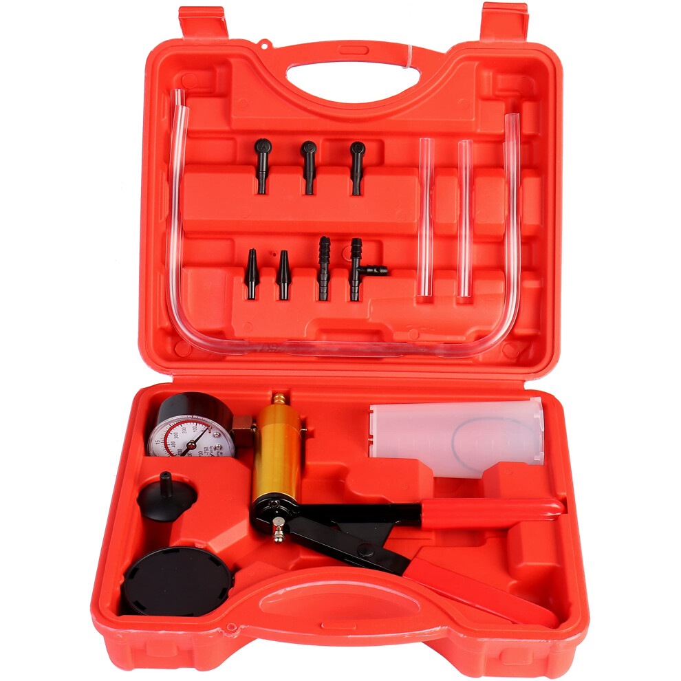 2 In 1 Brake Bleeder Kit Handheld Vacuum Pump With Accurate Gauge And Adapters For Automotive 9092120392876