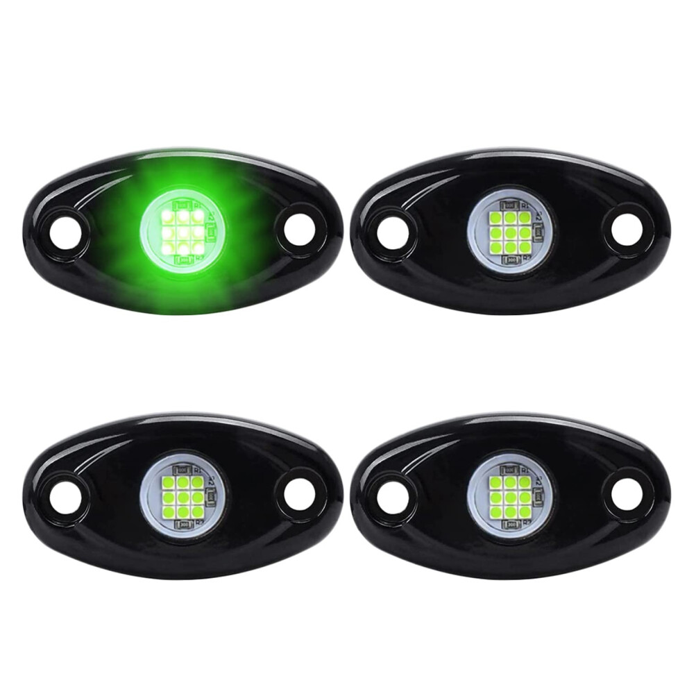 4 Pods Led Rock Lights Kit Waterproof Shockproof Offroad Atv Utv Truck Underbody Glow Green 9092120392944