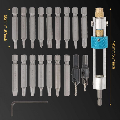 20 Piece Drill Driver Set with QuickChange Bits, Swivel Multi Bit Kit, Durable Alloy Steel 1
