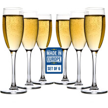 Set of 6 Elegant Crystal Champagne Flutes for Weddings Parties Dishwasher Safe Gift Stemware 6.5oz