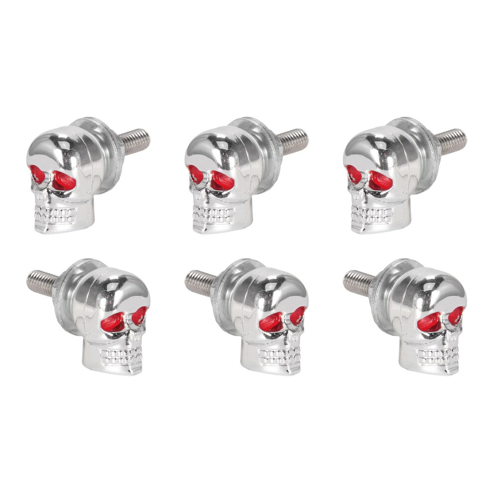 Motorcycle License Plate Screws 6Pcs Weatherproof Aluminum Theft Prevention Skull Bolts Silver 9455672883979