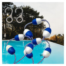 70ft Blue and White Pool Safety Rope with Floats, UV Resistant Swimming Pool Lane Divider