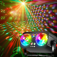 DJ Lights with Dual Magic Balls, Sound Activated Disco Ball Party Lights with Remote for Home and Club