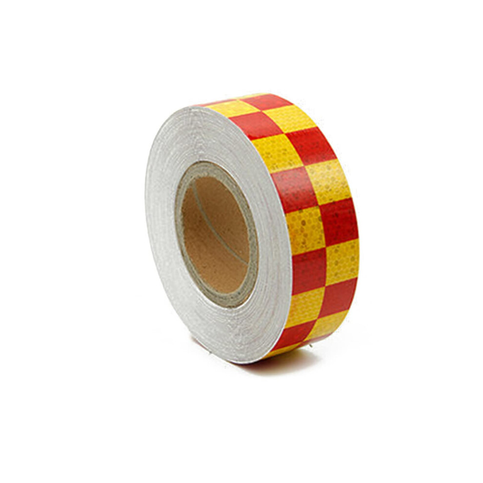 Reflective Safety Tape Yellow And Red Checkered Visibility 5Cm X 25M Durable Adhesive Roll 9113335733770