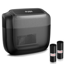 Leakproof Car Trash Can with Lid and Builtin Bag Storage, Compact Black Bin with 30 Trash Bags