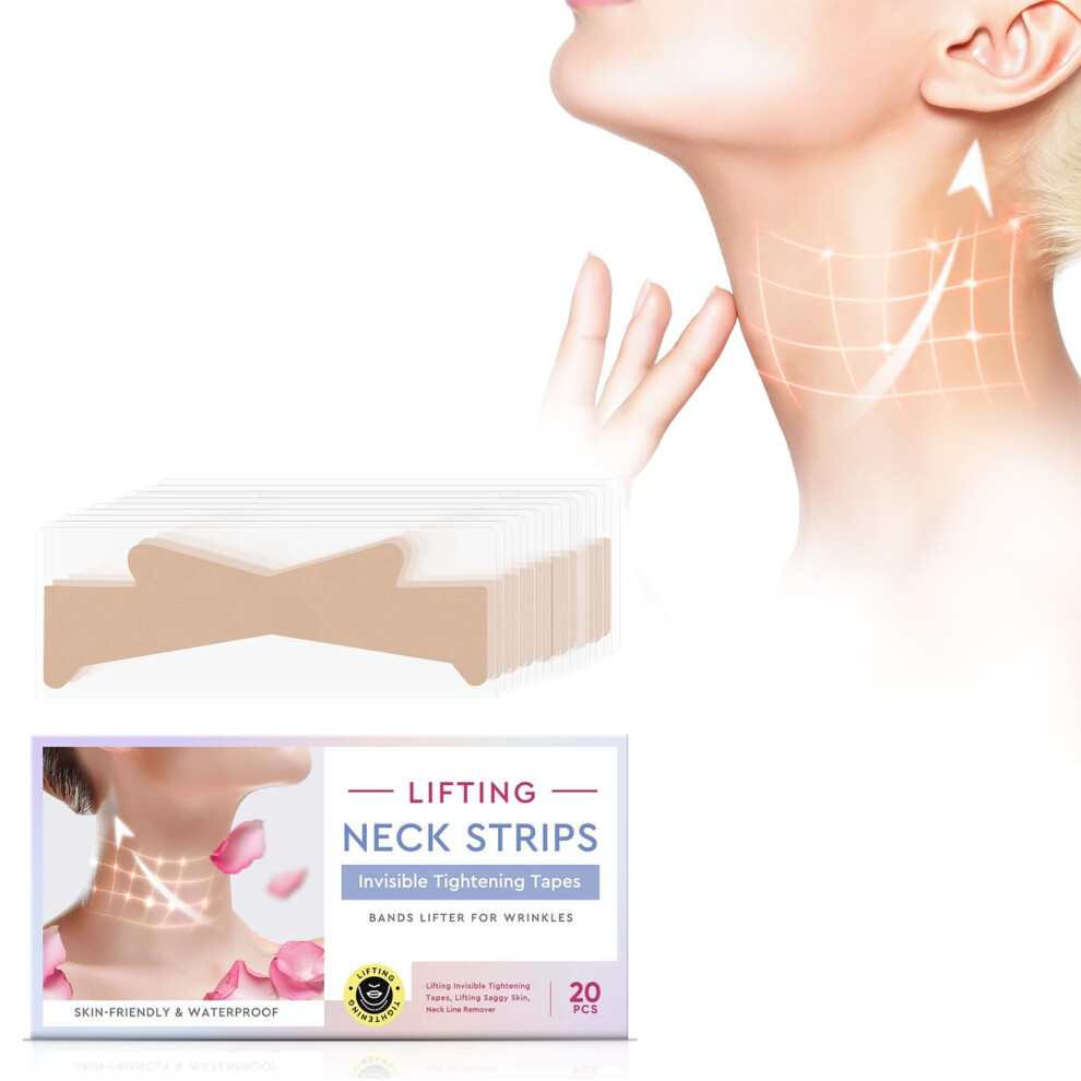 Neck Lifting Tape 20PCS Invisible Waterproof Strips for Instant Neck Lift and Wrinkle Smoothing