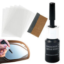 Windshield Kit for Chips and Cracks, Auto Glass Crack Fix with Clear Strong Finish Black
