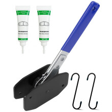 Brake Caliper Tool with 360 Ratchet, Dual Mode Piston Compressor, Hooks and Lubricant for Single to Quad Calipers (Blue)