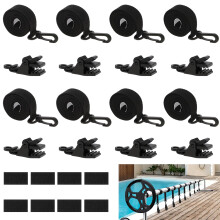 69 Inch Pool Solar Cover Straps Kit with Secure Grip Clips for Inground Swimming Pool Reels