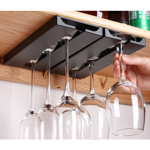 Wine Glass Rack Under Cabinet Holder 2 Pack SpaceSaving Stemware Storage for Kitchen and Bar