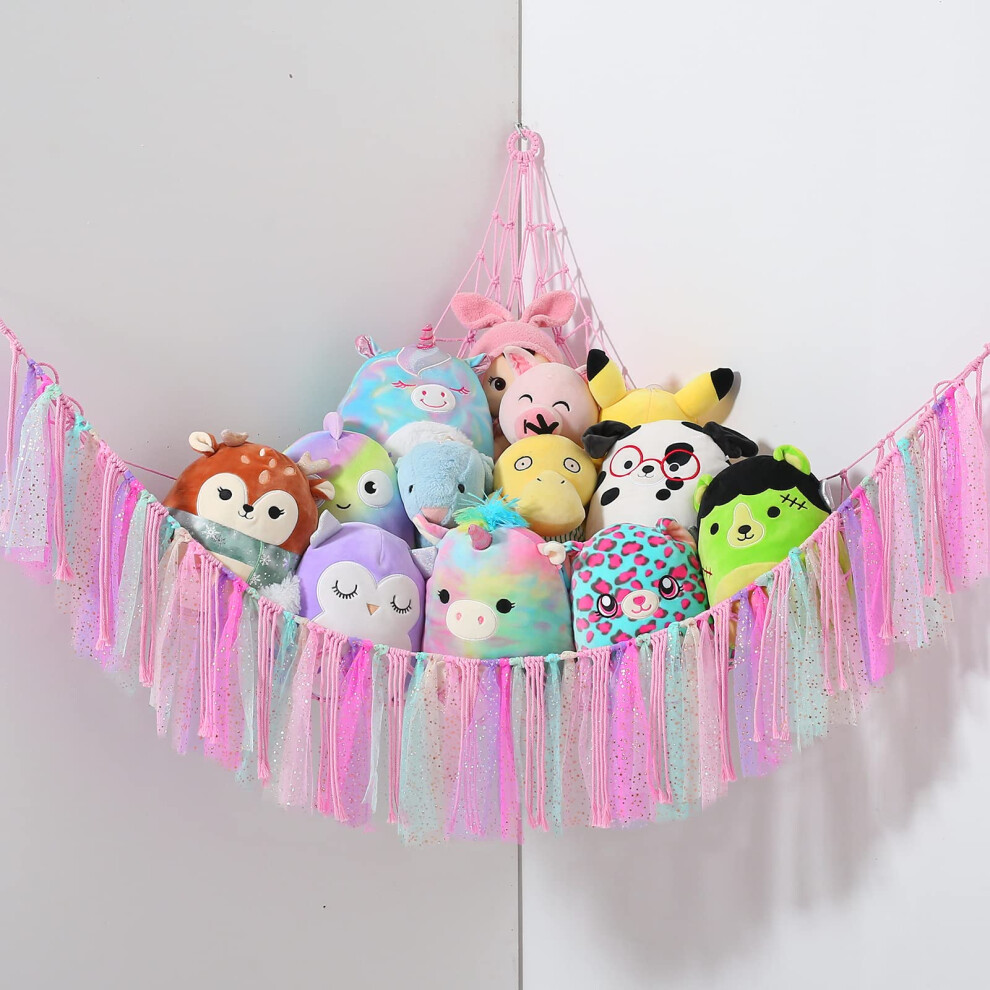 Toy Hammock For Stuffed Animals Macrame Teddy Bear Hammock Boho Soft Plush Toy Storage Net For Teddies Corner Holder For Kids Room Visator