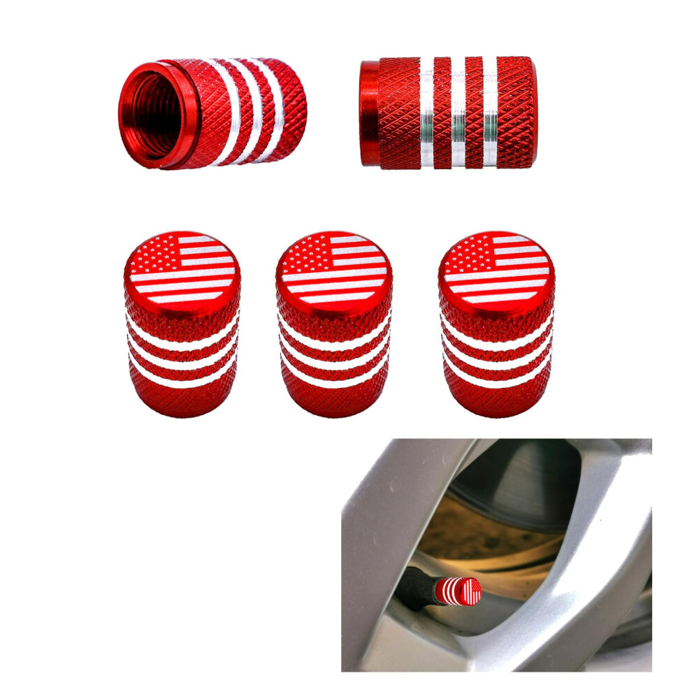 5Pcs Universal Aluminum Tire Valve Stem Caps Flag Dustproof Waterproof Allweather Protection Red 9174973523550