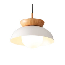 Wood and Metal Pendant Light with Adjustable Height, WabiSabi Modern Chandelier for Kitchen Island