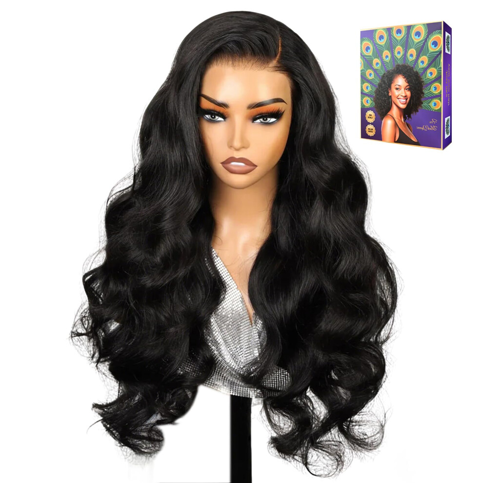 Unisex 13X6 Hd Lace Front Wig 30 Inch Body Wave Glueless Synthetic 200% Density Preplucked Hairline