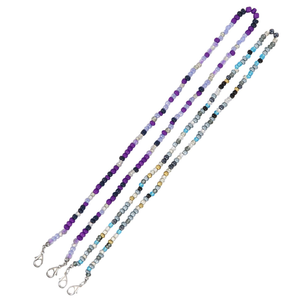 Beaded Mask and Glasses Holder Chain for Adults, AntiSlip Eyeglass Lanyard 2pcs Set