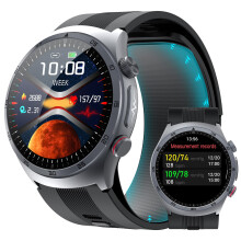 Blood Pressure Smart Watch with Air Pump Cuff, 1.43 Inch AMOLED Fitness Tracker, Heart Rate, SpO2, Bluetooth Call