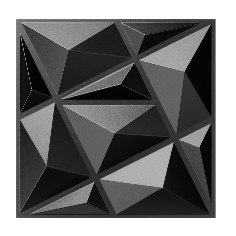 33 Pack Black 3D Diamond Wall Panels Pvc Textured Interior Decor 12X12 Easy Diy Waterproof 9044945420777