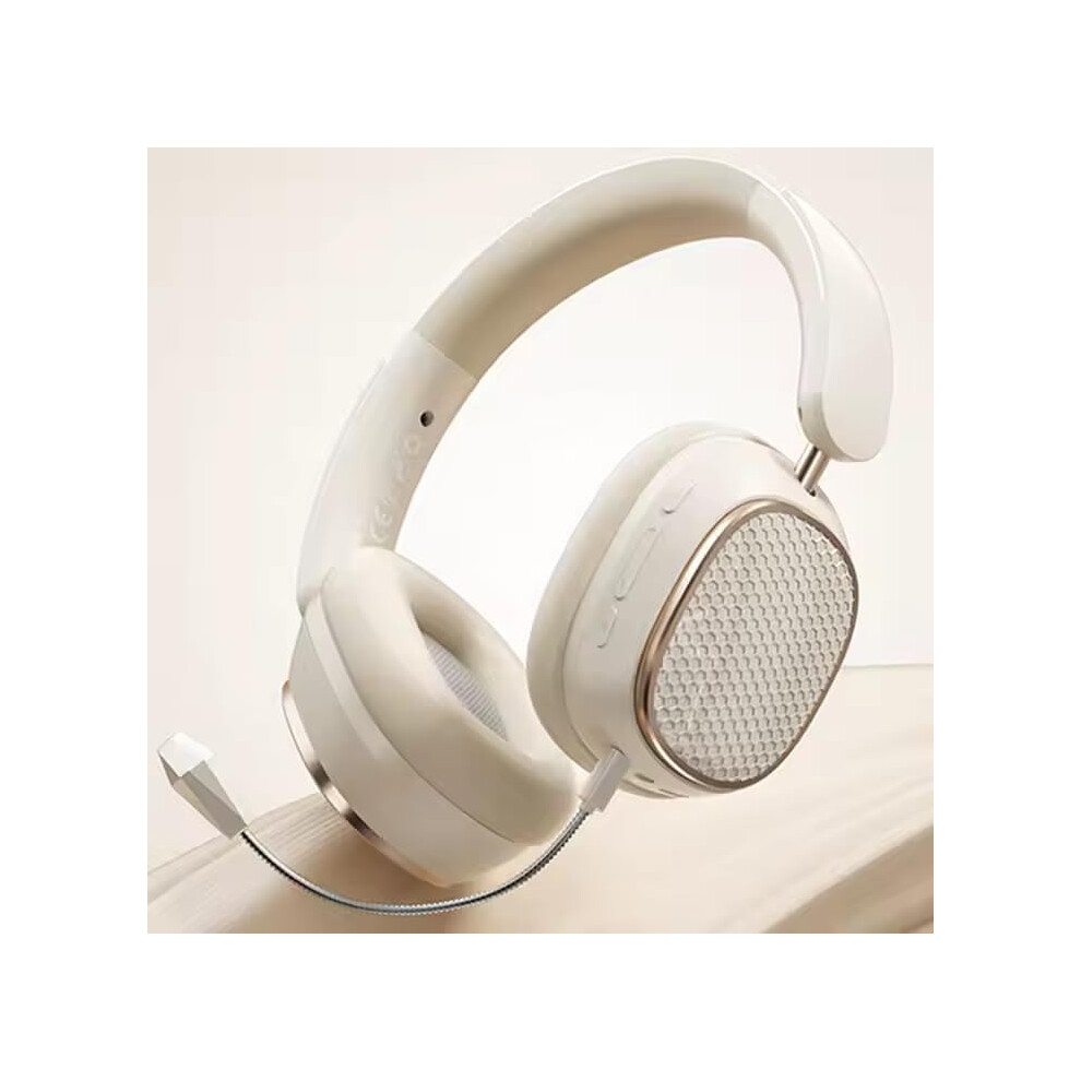 Wireless Noise Cancelling Headphones Bluetooth 5.3 Over Ear Foldable Deep Bass With Microphone Beige 9113335746992