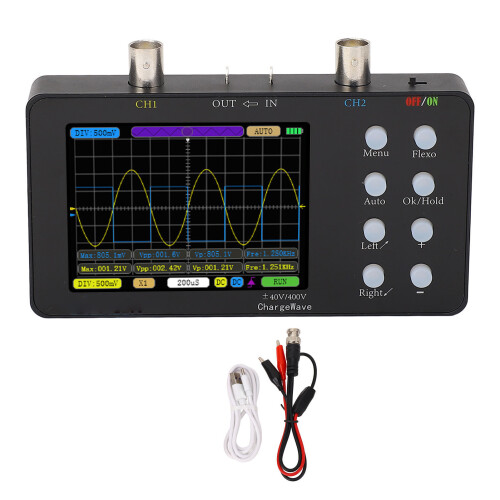 Portable Dual Channel Digital Oscilloscope 50M Sampling 10MSa/s 3.2 Inch LCD 1