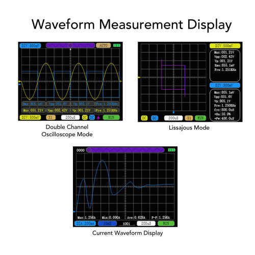 Portable Dual Channel Digital Oscilloscope 50M Sampling 10MSa/s 3.2 Inch LCD 2