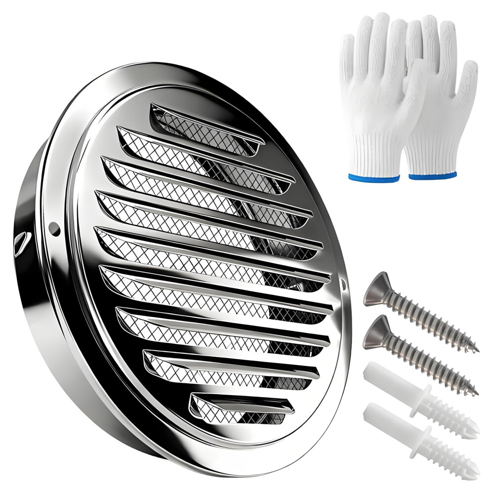 Stainless Steel Round Soffit Vent Cover With Mesh, Rustresistant Airflow Wall Vent 3.15In 9174973524052
