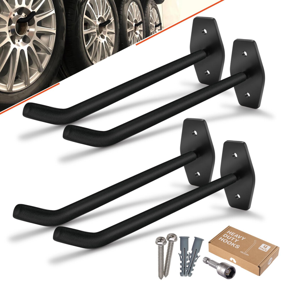 Garage Hooks 10 Inch Heavy Duty Wall Mount Storage For Tires Ladders Chairs Tools 4Pack 88Lbs 9070919972089
