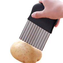 Crinkle Cutter Stainless Steel Knife for Uniform Wavy Slices Vegetables Fruits French Fries 14cm