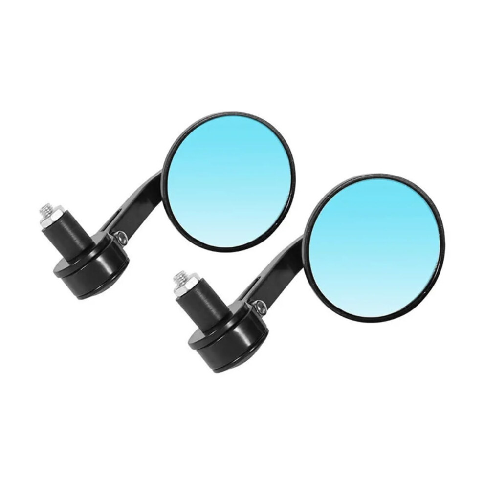 Motorcycle Rear View Mirrors 7/8' Handlebar End Cnc Aluminum Wide Angle Glass Black/Blue 9455672887847
