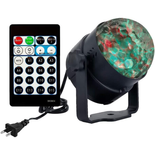 Party Lights LED Disco Light with 3D Water Wave Effect, 15 Modes, Sound Activated, Remote Control