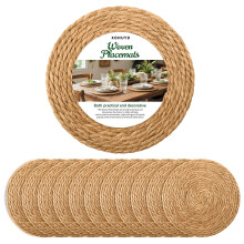 13 Inch Round Woven Placemats Set of 12, Boho Farmhouse Rattan Charger Plates, HeatResistant EcoFriendly Table Decor