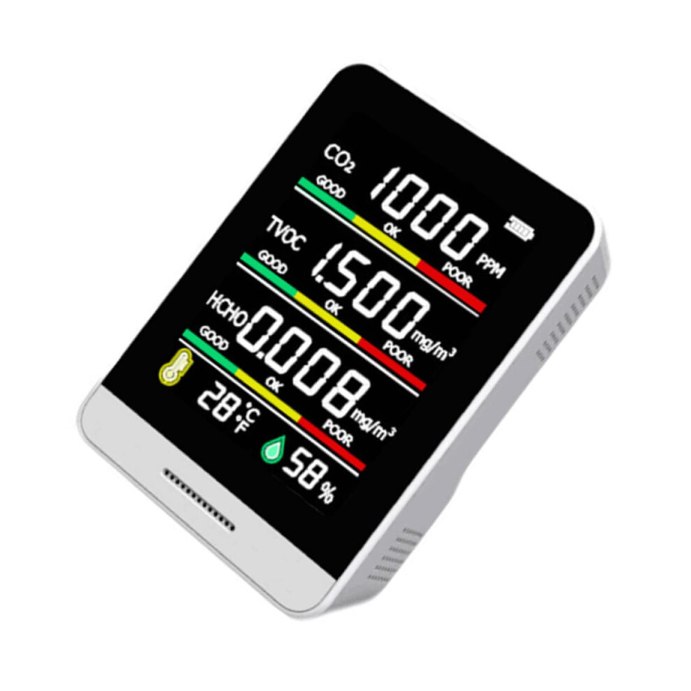 Co2 Monitor With Smart Detection, Rechargeable Air Quality Detector For Home Office Travel 9455672888196