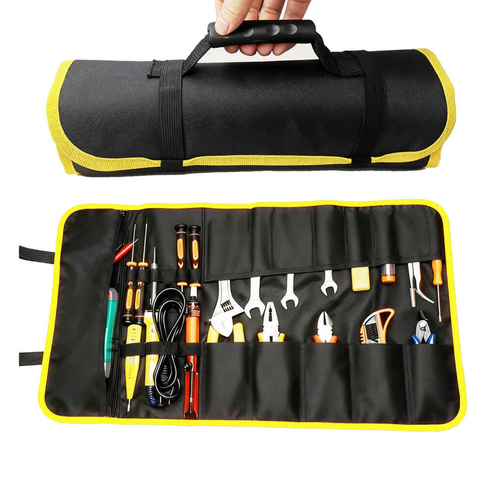 Tool Roll Organizer Heavy Duty Canvas Bag With 23 Pockets For Mechanics And Electricians 9174973524366