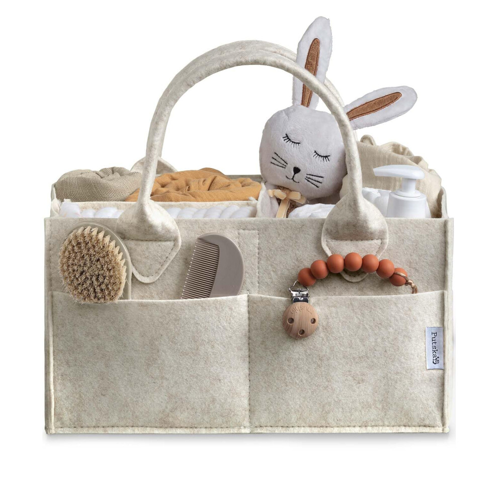 Baby Nappy Caddy Organizer - Nursery Storage Basket For Nappy Station, Baby Basket Shower Gift List And Registry Must-Have, Newborn Essentials, Putska