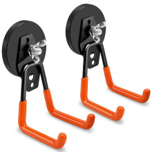 Heavy Duty Magnetic Hooks 2 Pack with Rare Earth Magnets for Garage Tool Storage, Ladders, Brooms