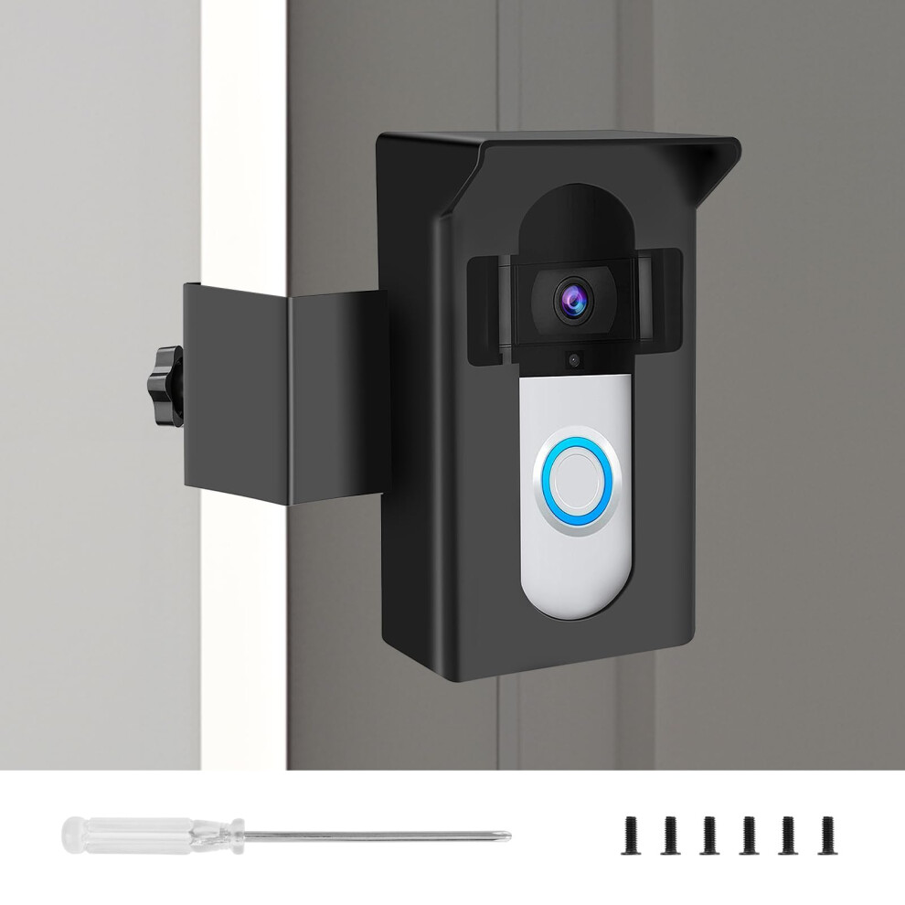 Antitheft Video Doorbell Mount Nodrill Adjustable Holder For Ring Blink Renter Friendly Black 9070919972430